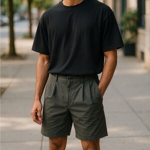 💚#1099 EUC Vintage 80s Windridge Preppy Pleated Olive Green Shorts